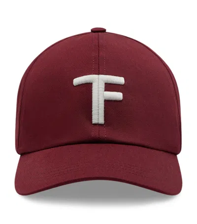 Tom Ford Twill Logo Baseball Cap In Burgundy