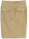 Tom Ford Stretch Cotton Twill Midi Skirt In Green