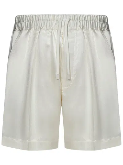 Tom Ford Twill Pleated Shorts In White