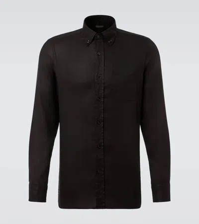 Tom Ford Twill Shirt In Black