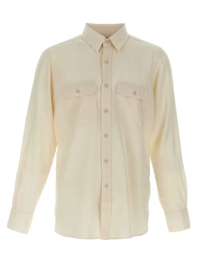Tom Ford Twill Shirt In Cream