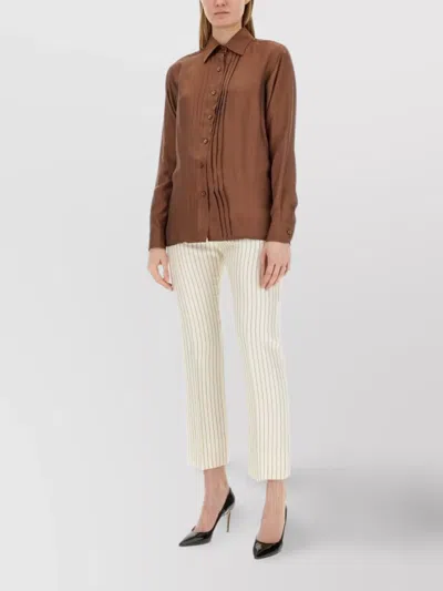 Tom Ford Twill Shirt With Collared Neck And Pleated Detail