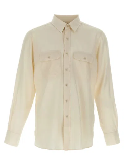 Tom Ford Classic Button-down Shirt With Structured Collar In Neutral