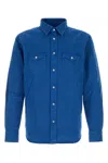 Tom Ford Peach Twill Western-style Press-stud Shirt In Blue