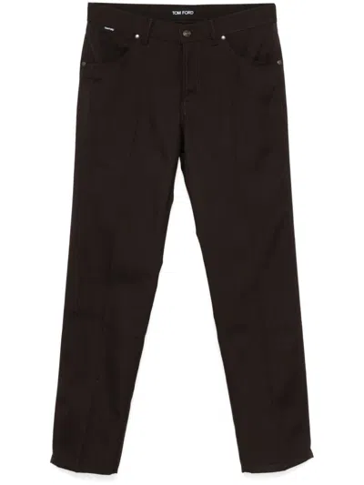 Tom Ford Twill Trousers In Brown