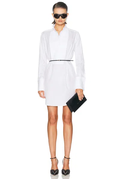 Tom Ford Twill Tuxedo Shirt Dress In White