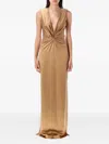 Tom Ford Twist-neck Sleeveless Gown In Brown