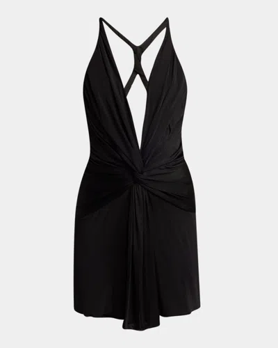 Tom Ford Twisted Viscose Stretch Jersey Backless Mini Dress In Black