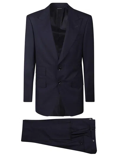 Tom Ford Two-button Fitted Blazer In Midnight Bleu