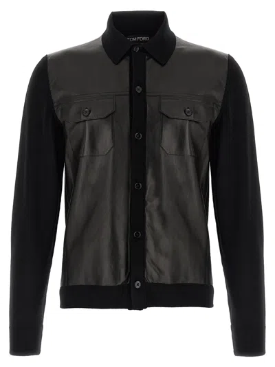 Tom Ford Two-material Overshirt Shirt And Blouse In Black