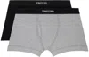 Tom Ford Pack Of Two Boxers In Black / Grey