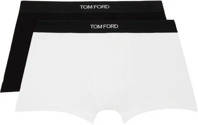 Tom Ford Two-pack Black & White Cotton Boxer Briefs In Black / White