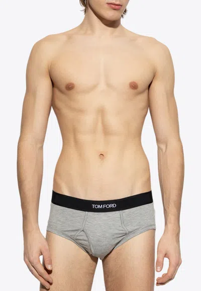 Tom Ford Two-pack Logo-waistband Briefs In Gray