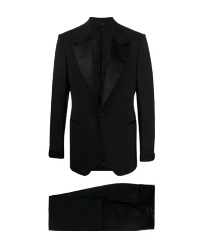 Tom Ford Stretch Wool Tuxedo In Black