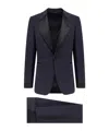 Tom Ford Wool Tuxedo With Contrasting Profiles In Black