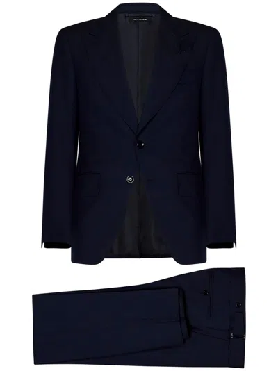 Tom Ford Two Piece Tailored Suit In Blue