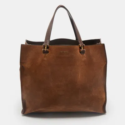 Pre-owned Tom Ford Two Tone Brown Suede Tote