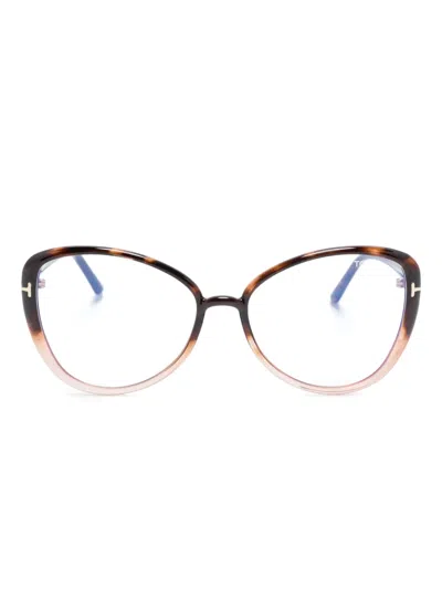 Tom Ford Two-tone Cat-eye Frame Glasses In Brown