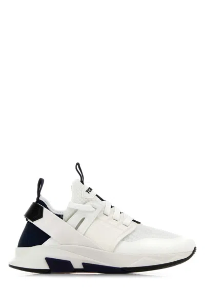 Tom Ford Two-tone Jago Sneakers In Whiteroyalbluewhite