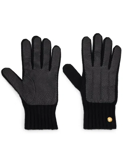 Tom Ford Two-tone Knitted Gloves In Black