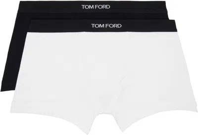 TOM FORD TWO-PACK BLACK & WHITE COTTON BOXER BRIEFS