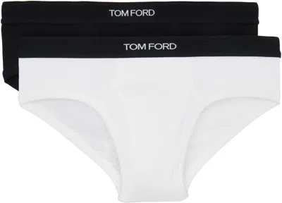 Tom Ford Two-pack Black & White Cotton Briefs In Multi