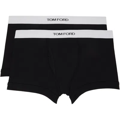 Tom Ford Two-pack Black Cotton Boxer Briefs In Multi