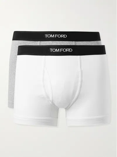 Tom Ford Pack Of 2 Logo Cotton Boxer Briefs In White