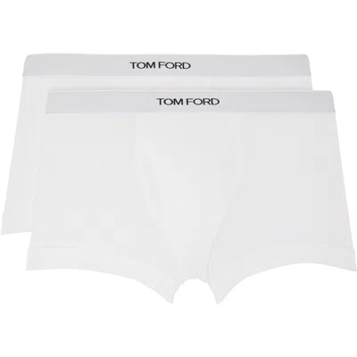 Tom Ford Two-pack White Cotton Boxer Briefs In Animal Print