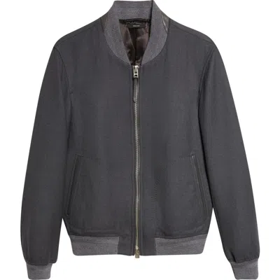 Tom Ford Two-way Zip Lightweight Wool & Silk Bomber Jacket In Gray