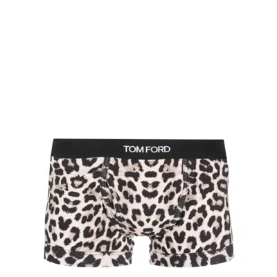 Tom Ford Underwear Animal-print Stretch-cotton Boxers In Black