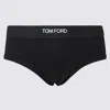 Tom Ford Black Briefs With Logged Waistband In Cotton Stretch Man In Multi