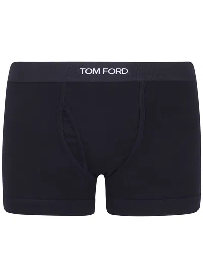 Tom Ford Underwear Boxer Brief Cotton Stretch Jersey In Blue