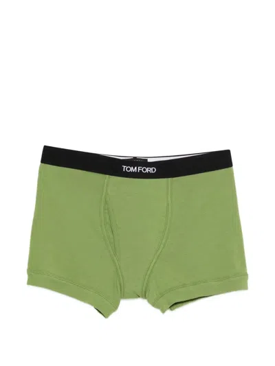 Tom Ford Underwear Boxer Brief Cotton Stretch Jersey In Green