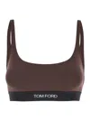 Tom Ford Brown Bralette With Contrasting Logo Print In Brown