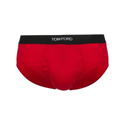 Tom Ford Underwear Classic Logo Waistband Briefs In Red