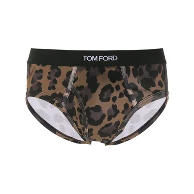 Tom Ford Underwear Leopard Cotton Briefs In Animal Print