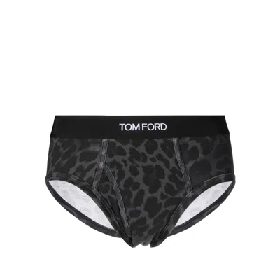 Tom Ford Underwear Logo-band Leopard-print Briefs In Multi