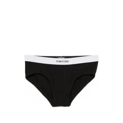 Tom Ford Underwear Logo-waistband Briefs In Black