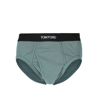 Tom Ford Underwear Logo-waistband Briefs In Blue