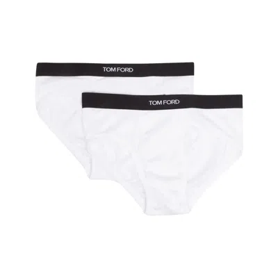 Tom Ford Underwear Logo-waistband Briefs (set Of Two) In White