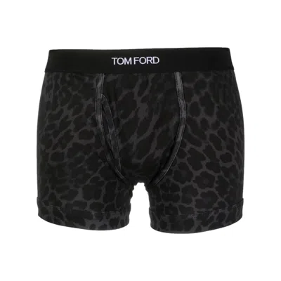Tom Ford Underwear Logo-waistband Leopard-print Boxers In Multi