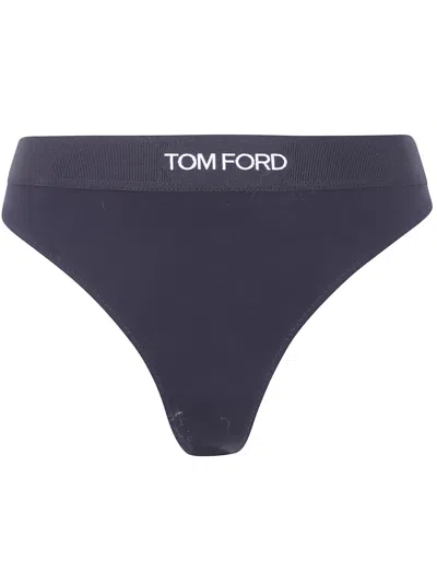 Tom Ford Underwear Modal Thong Bottom In Black