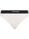 Tom Ford Signature White Thong With Branded Waistband In Stretch Modal Woman