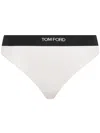 Tom Ford Signature White Thong With Branded Waistband In Stretch Modal Woman In Multicolor