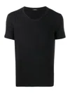 Tom Ford Black Crewneck T-shirt With Logo Embroidery On The Front In Cotton Blend Man In Black