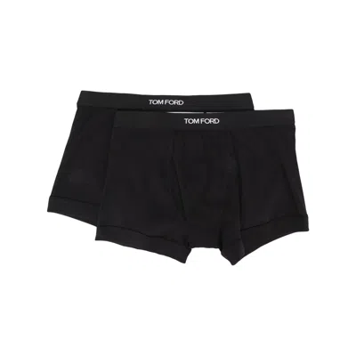 Tom Ford Underwear Two-pack Logo Waistband Boxers In Black