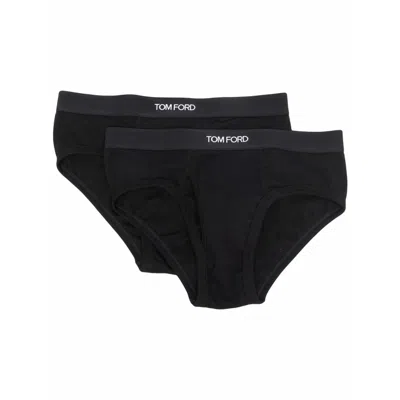 Tom Ford Underwear Two-pack Logo-waistband Briefs In Black