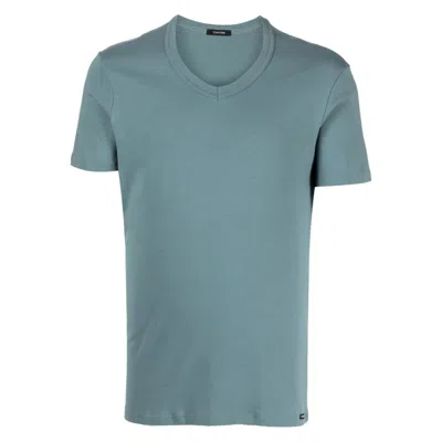 Tom Ford Underwear V-neck Stretch-cotton T-shirt In Blue