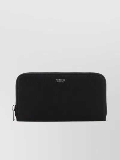 Tom Ford Unique Finish Textured Leather Wallet In Black